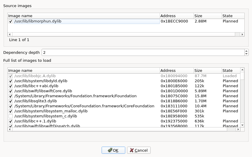 Load with dependencies dialog